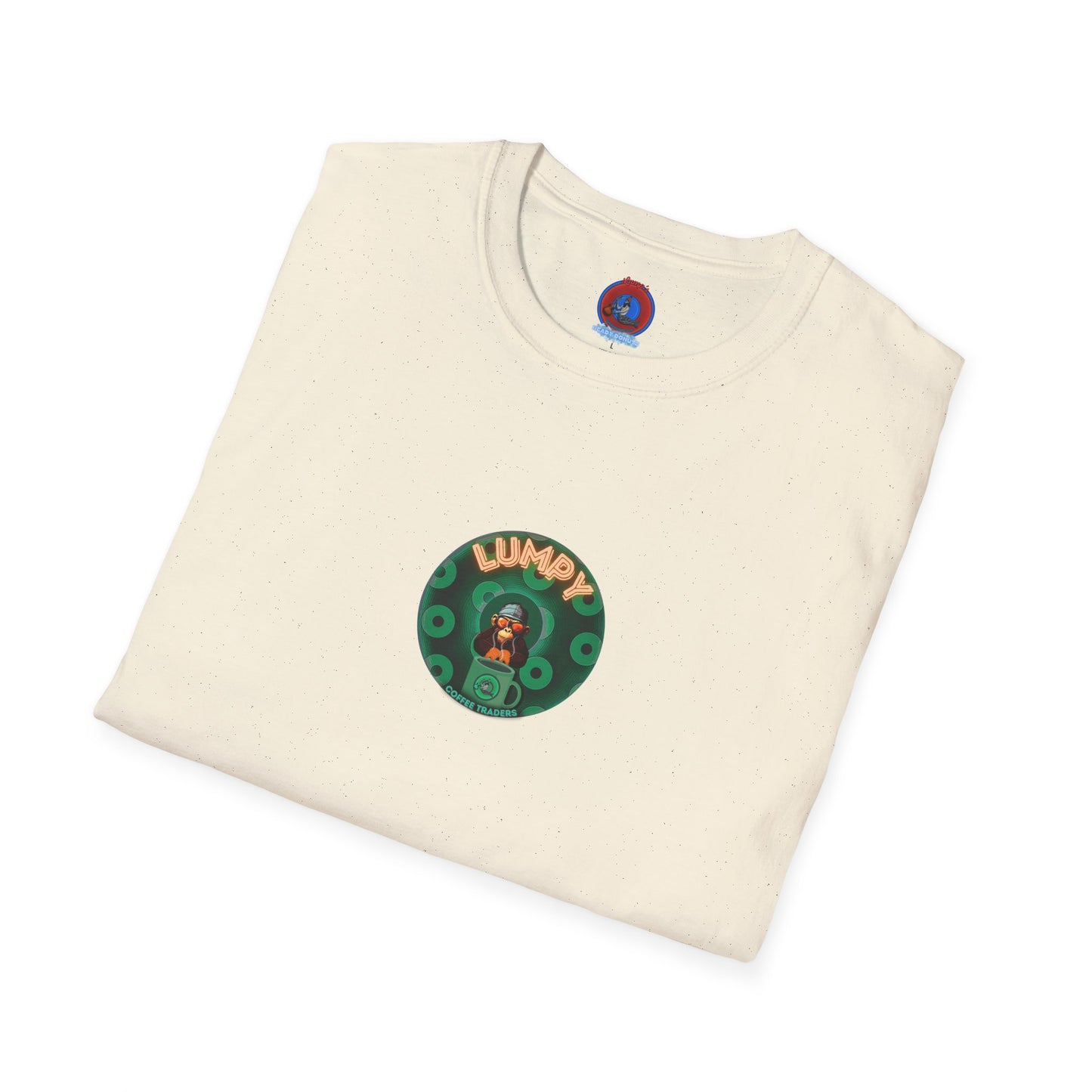 Lumpy Coffee Traders Tee - Unisex Soft-Style - "Taboo, taboot!" - paradoxical donut logo & Taboot print on back - variant 2 - logo front/taboo, taboot back