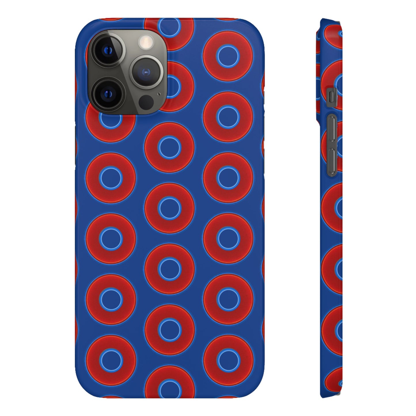Lumpy Donut Snap Case - red vivid donut print w/dark blue background