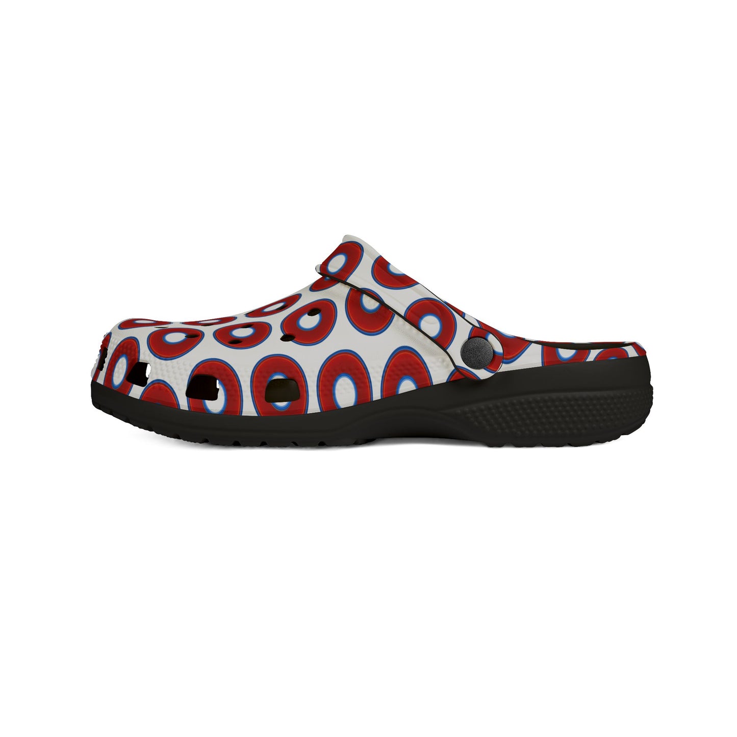 Spatchcocks - donut slip-on shoes - vivid red donuts w/white background [unisex]