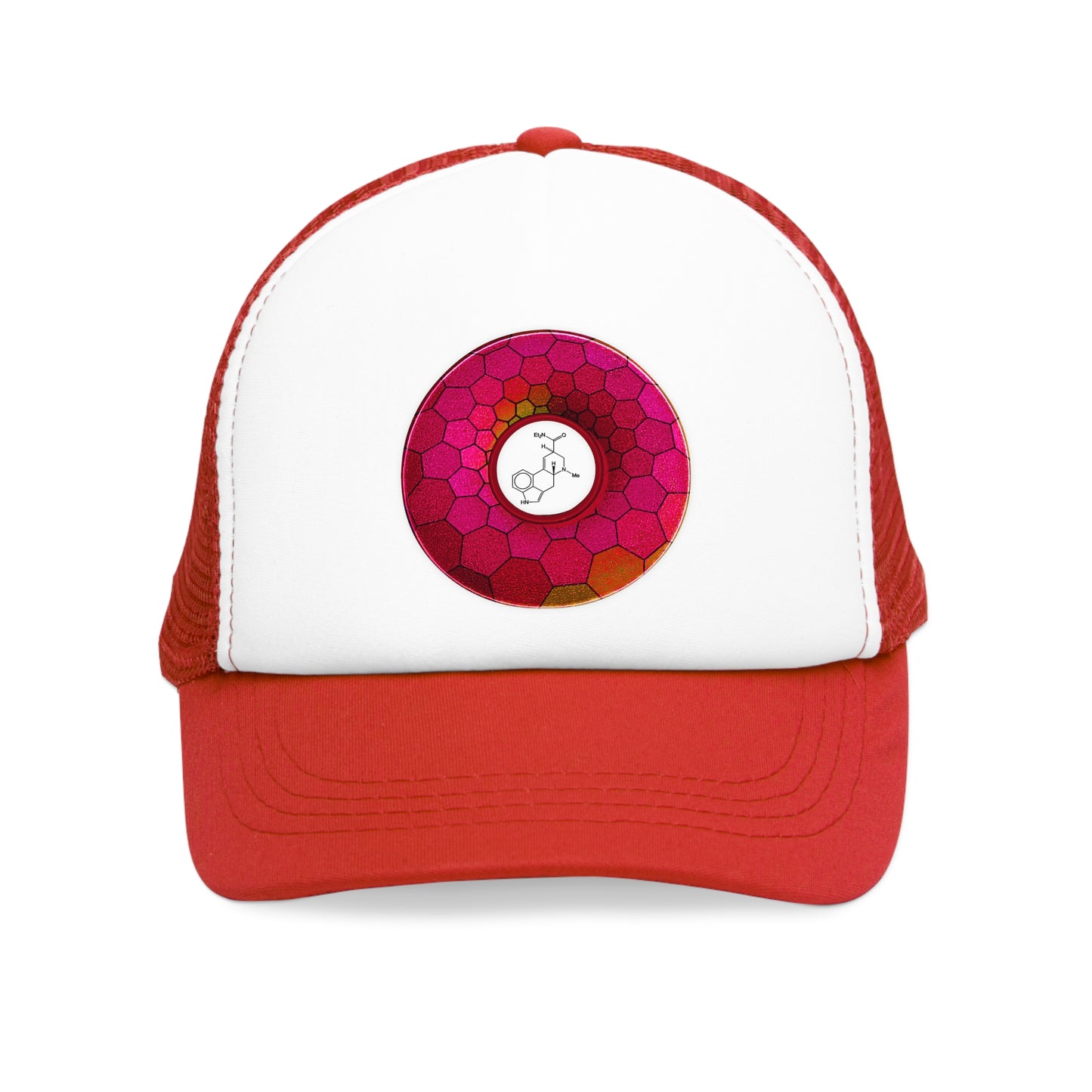 Lumpy Trucker Hat - "Albert Hofman's Donut" - variant 3 - magenta hexadonut