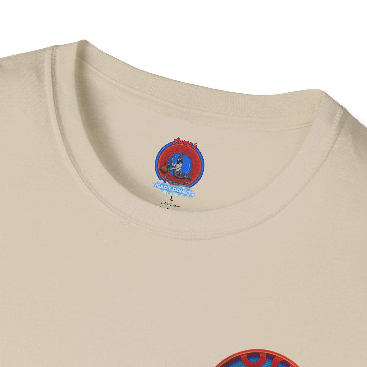 Classic Donut Tee - Unisex Soft-Style - "We All Scream It's ICE Cream" - blue/red rustic paradox donut