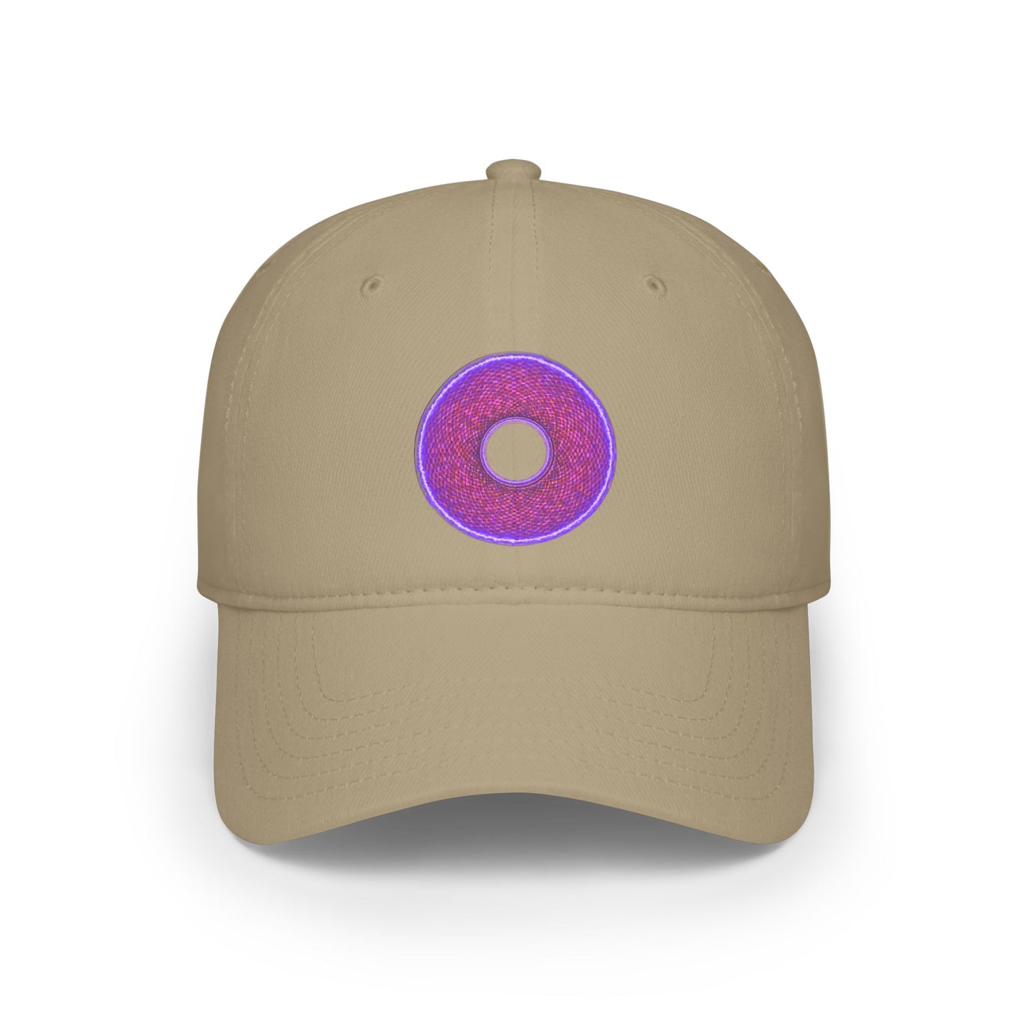 Lumpy Donut Baseball Cap - "Frankenstein Donut... it's Alive!" - purple pixilated donut w/