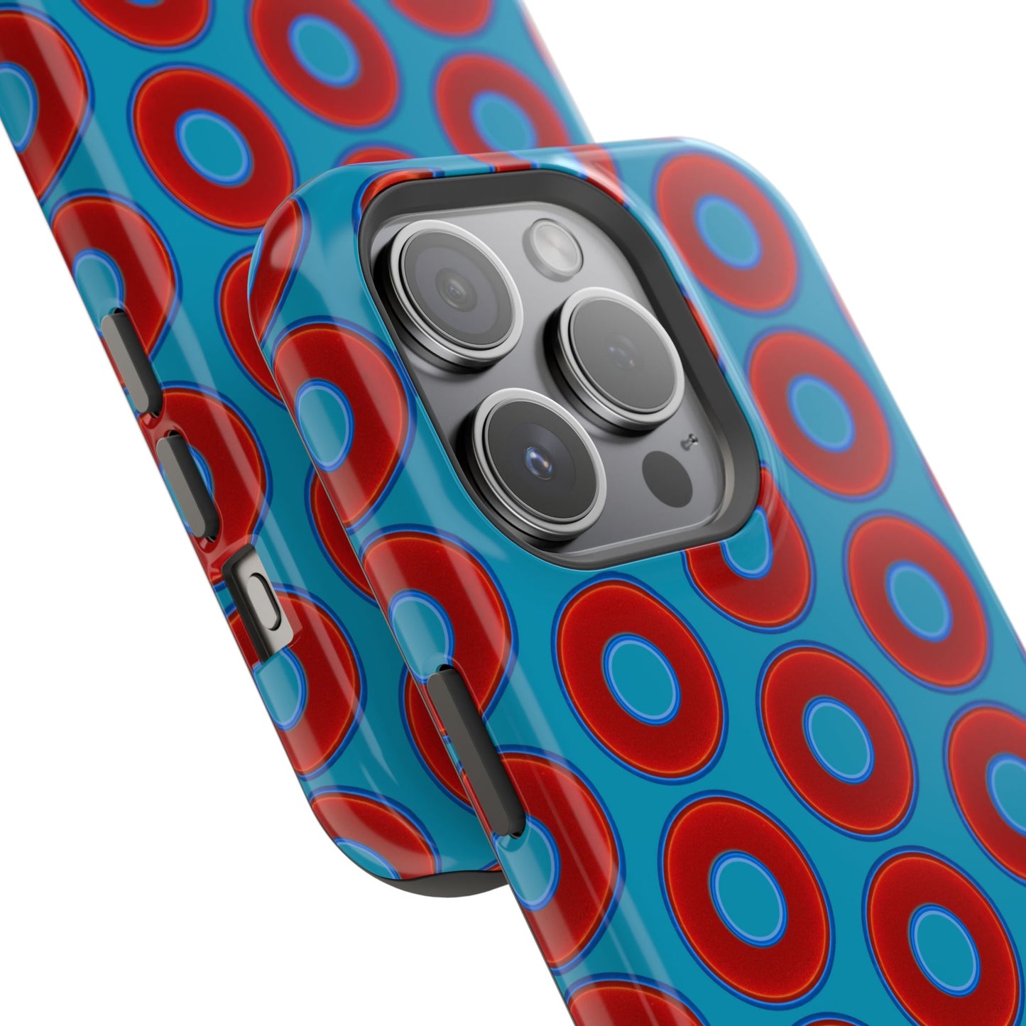 Magnetic Tough Donut Case - red vivid donut print w/aquamarine blue background