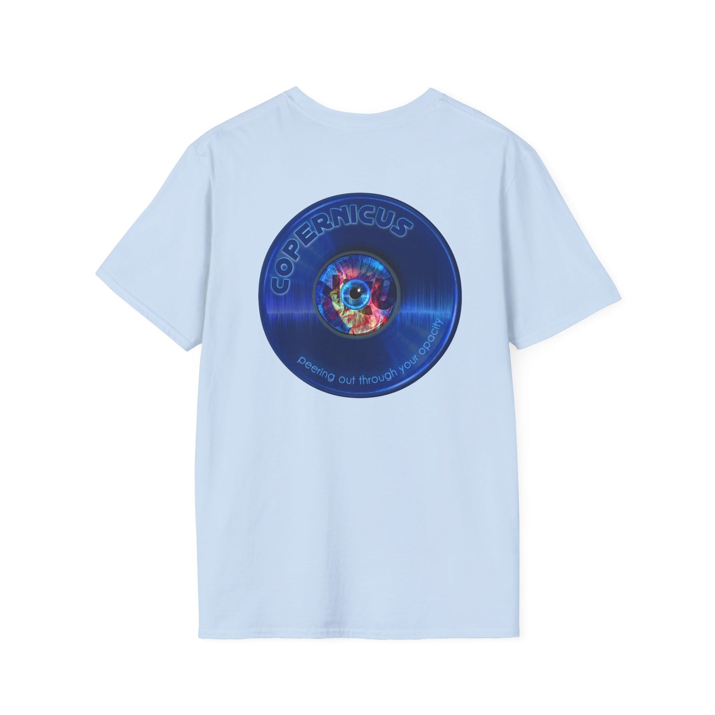 Classic Donut Tee - Unisex Soft-Style - "Drunken Copernicus" - series 1.0 - blue donut - variant 2