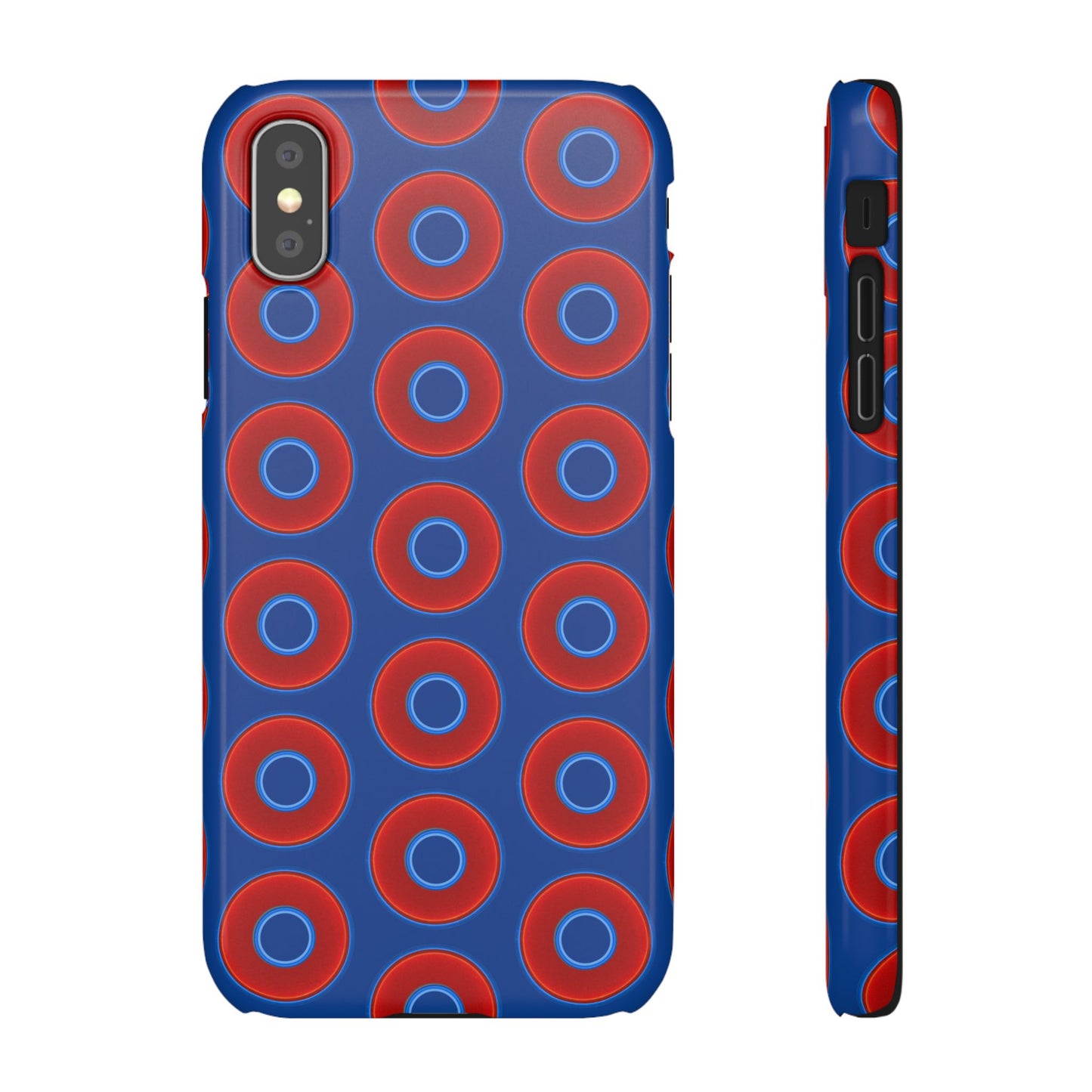 Lumpy Donut Snap Case - red vivid donut print w/dark blue background