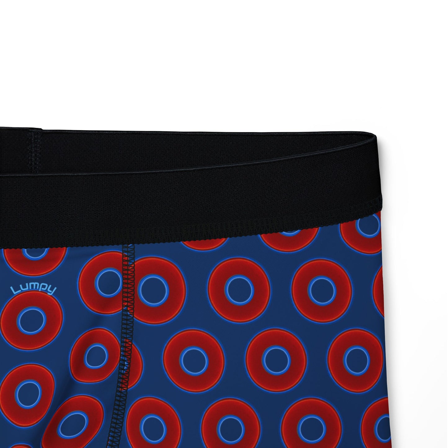 Men's Donut Boxers - red vivid donuts w/Atlantic navy blue background