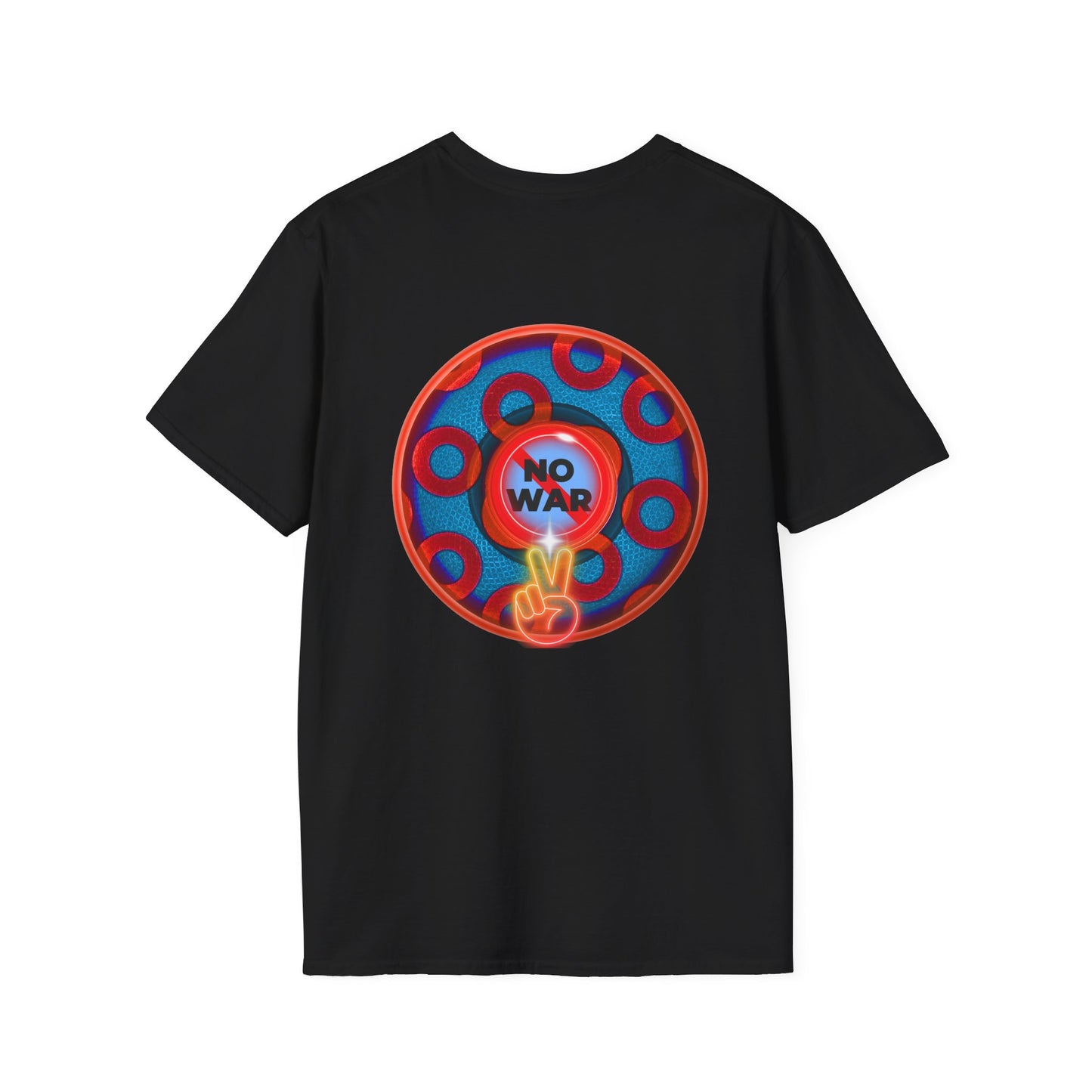 Classic Donut Tee - Unisex Soft-Style - "Peace of Donut" - blue/red paradox donut - [*charitable print - 50% of profit to Alliance for Peacebuilding]