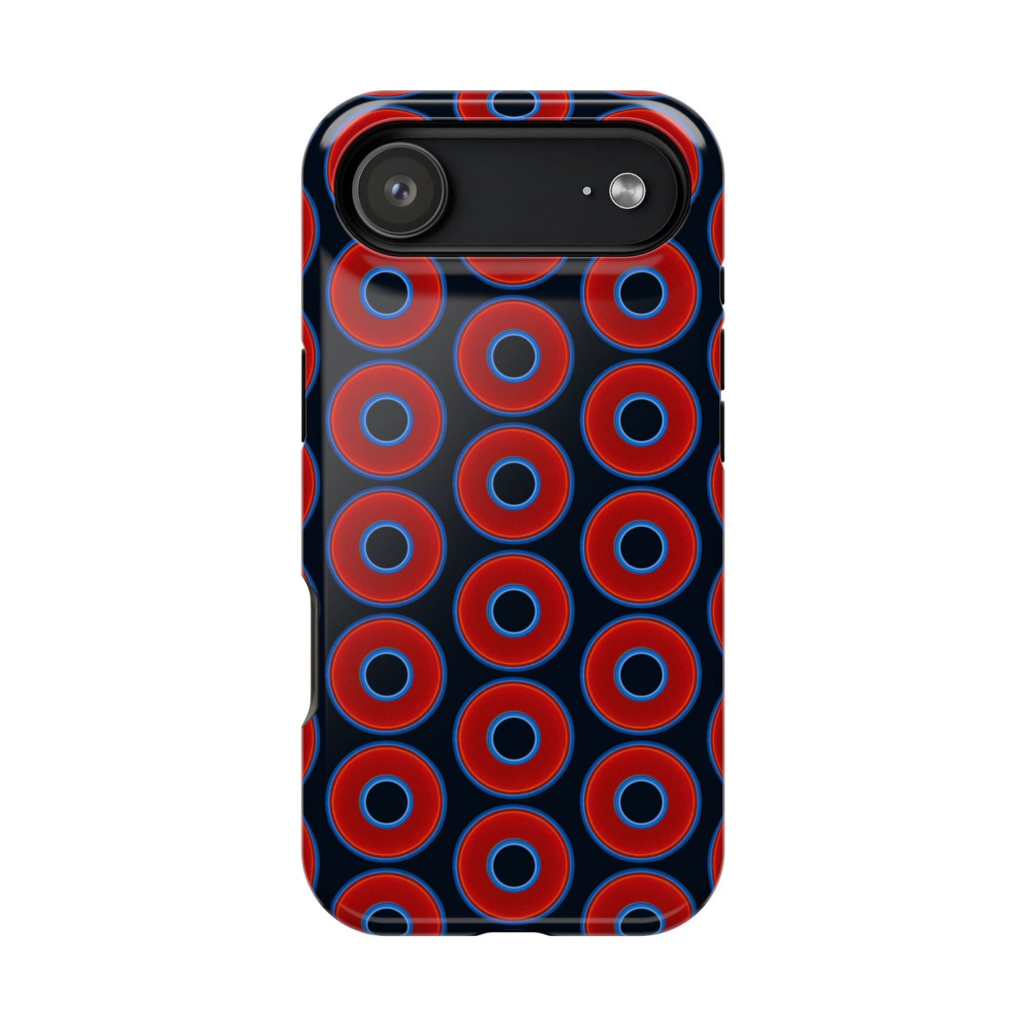 Magnetic Tough Donut Case - red vivid donut print w/blue charcoal background