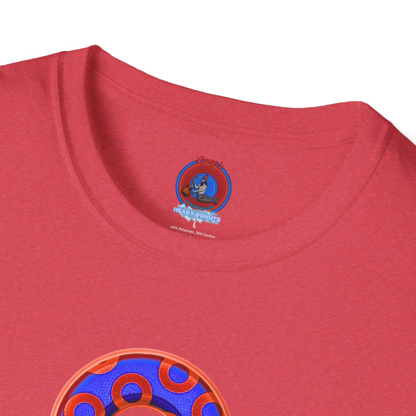 Plain Donuts/Unisex Soft-Style - "Plain Rustic Paradoxical Donuts" - electric blue/red donuts