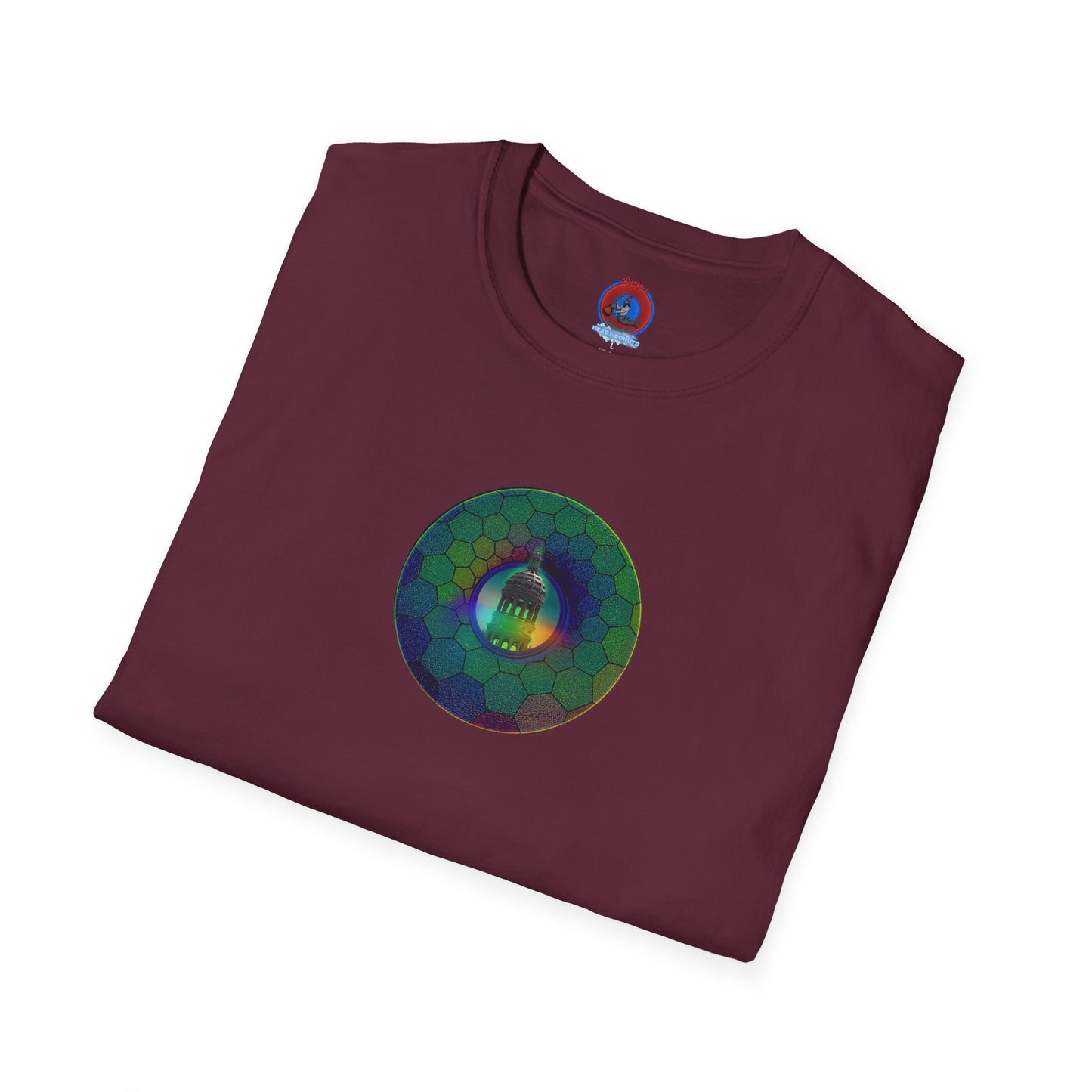 Classic Donut Tee - Unisex Soft-Style - "Save the Mondegreen City Hall Clock Tower" - hexadonut - series 1.0 -variant 1 - green donut