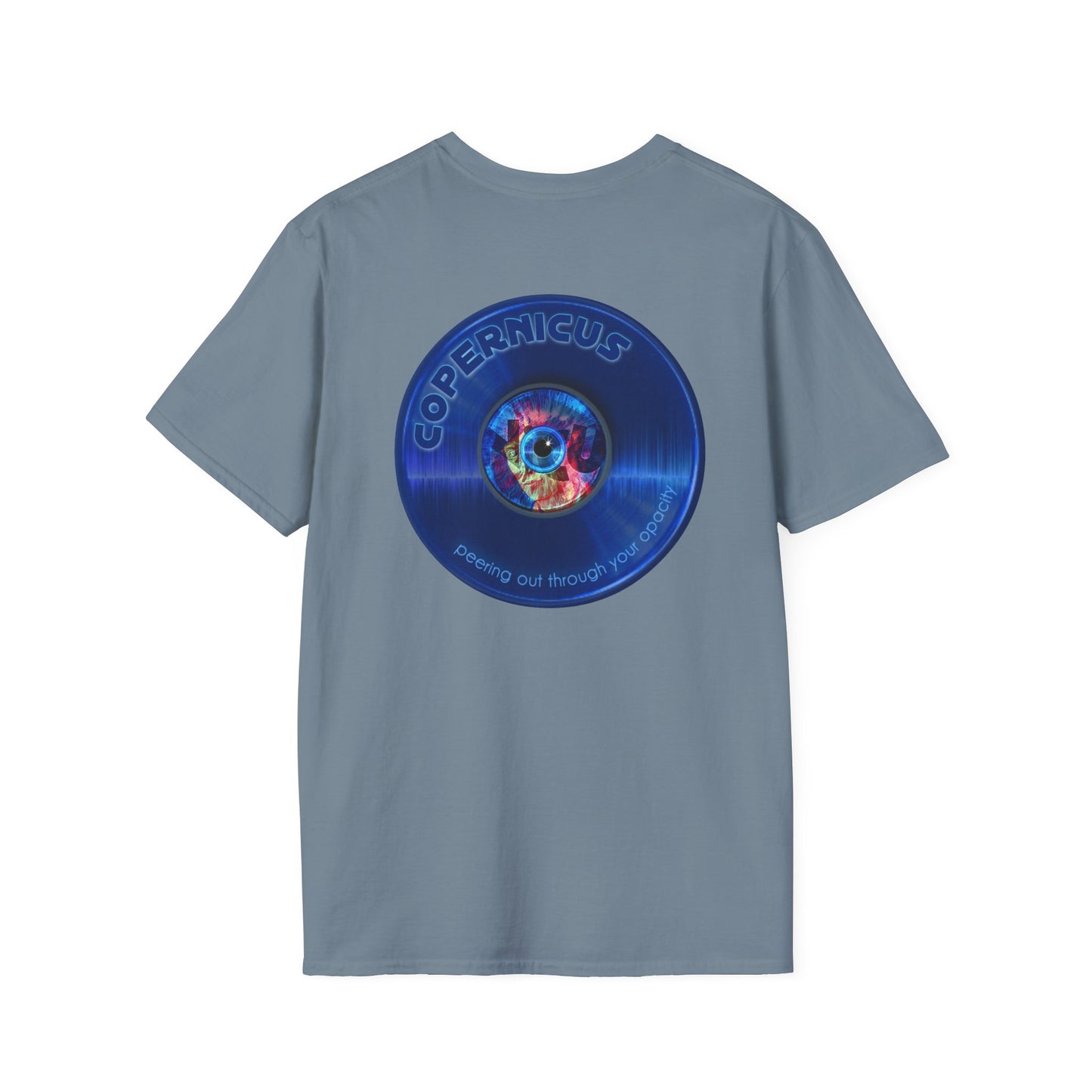 Classic Donut Tee - Unisex Soft-Style - "Drunken Copernicus" - series 1.0 - blue donut - variant 2