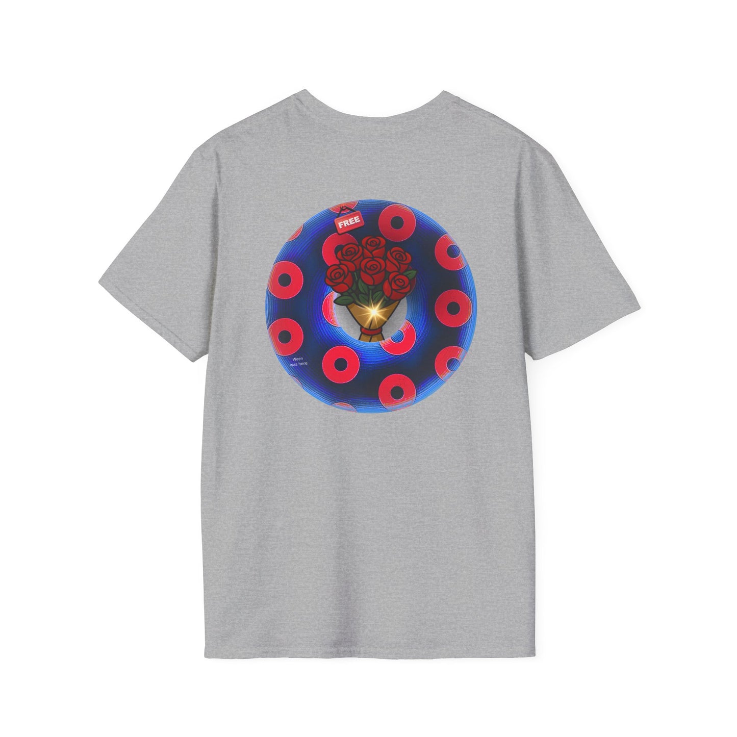 Classic Donut Tee - Unisex Soft-Style - "Donuts of Phreedom" - red/blue paradoxical blimpy donut