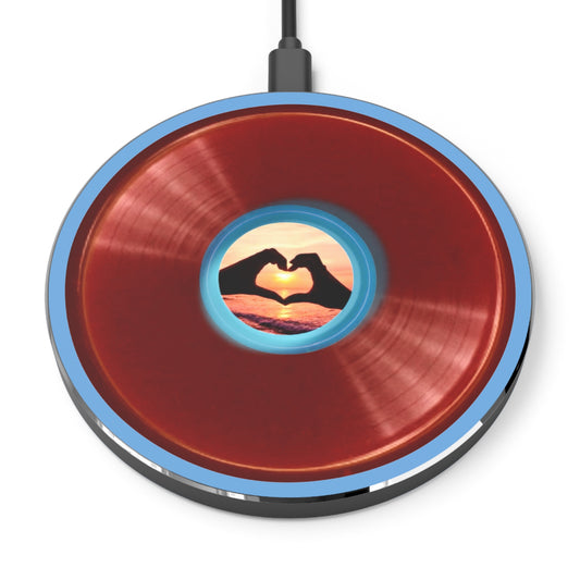 The Flow - Wireless Lumpy Donut Chargers - "Waste of a Perfectly Good Donut Charger" - vivid red donut w/light blue background - variant - 1