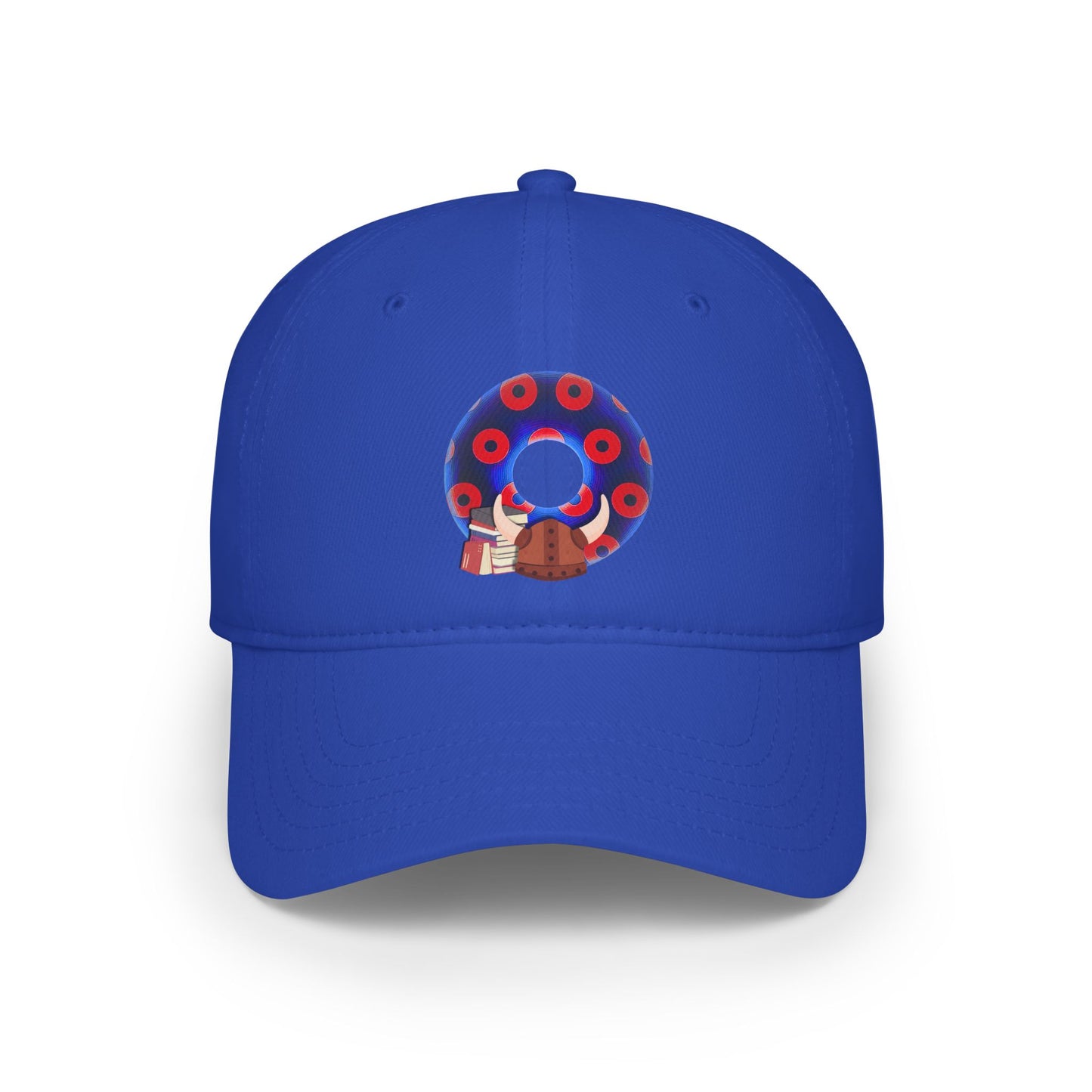 Lumpy Donut Baseball Cap - "El Fuego Donut Cap" - paradoxical dark blue/red blimpy donut w/
