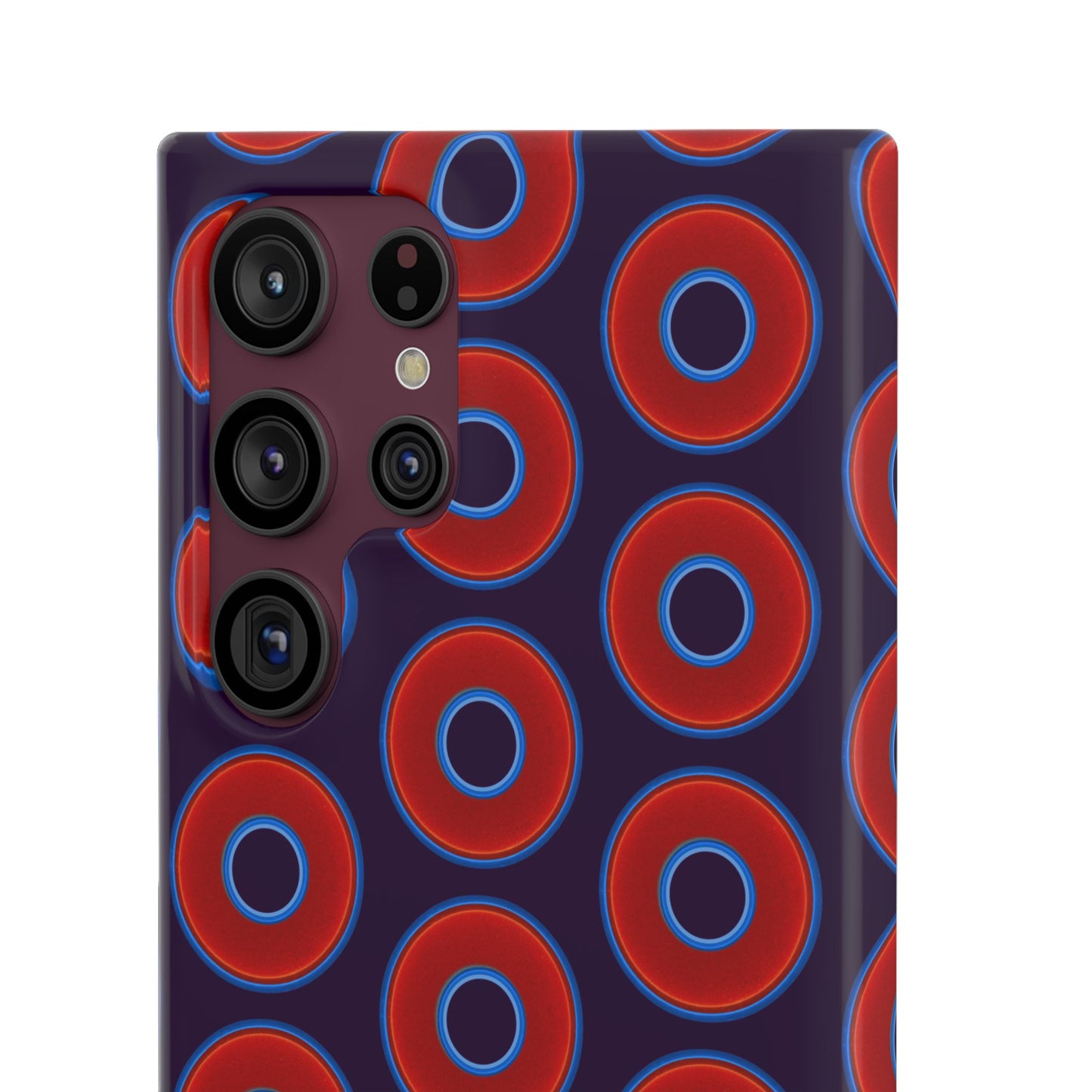 Lumpy Donut Snap Case - red vivid donut print w/midnight purple background