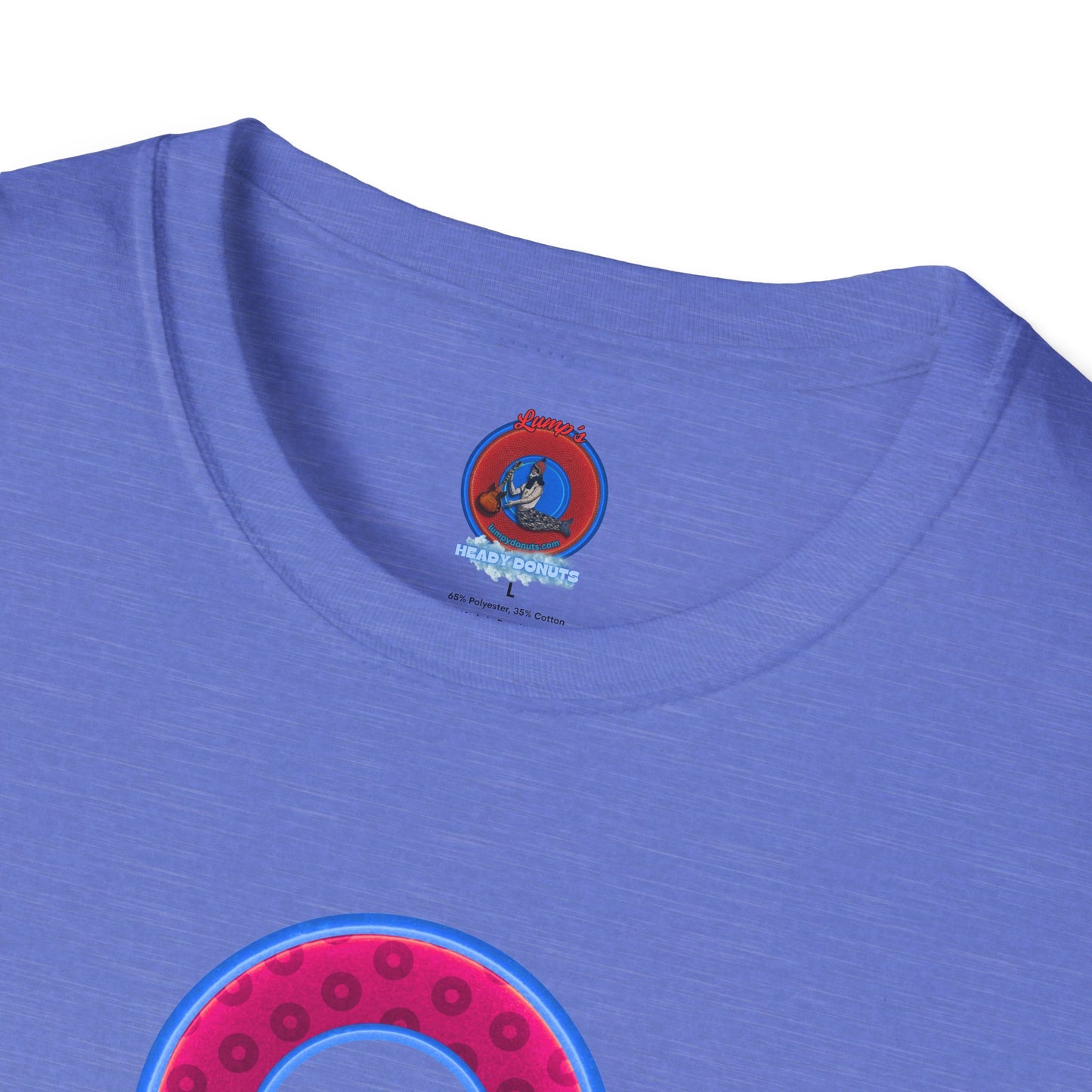 Plain Donuts/Unisex Soft-Style - "Plain Wide Mouthed Paradoxical Donuts" - bright magenta/light blue royal blue donuts