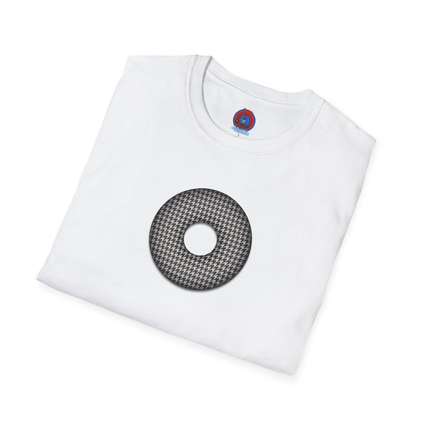 Classic Donut Tee - Unisex Soft-Style - "Ricky's High Phasion Trailer Park Donut" - houndstooth donut
