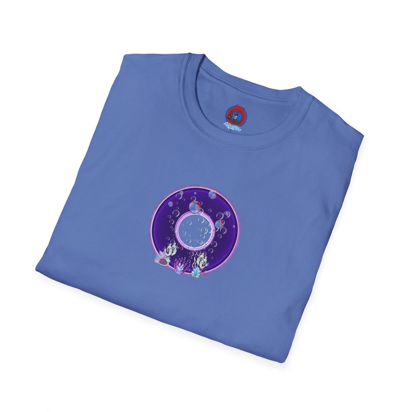 Classic Donut Tee - Unisex Soft-Style - "Sure That Sirens Made This Donut For Me" - vivid dark purple/light purple donut