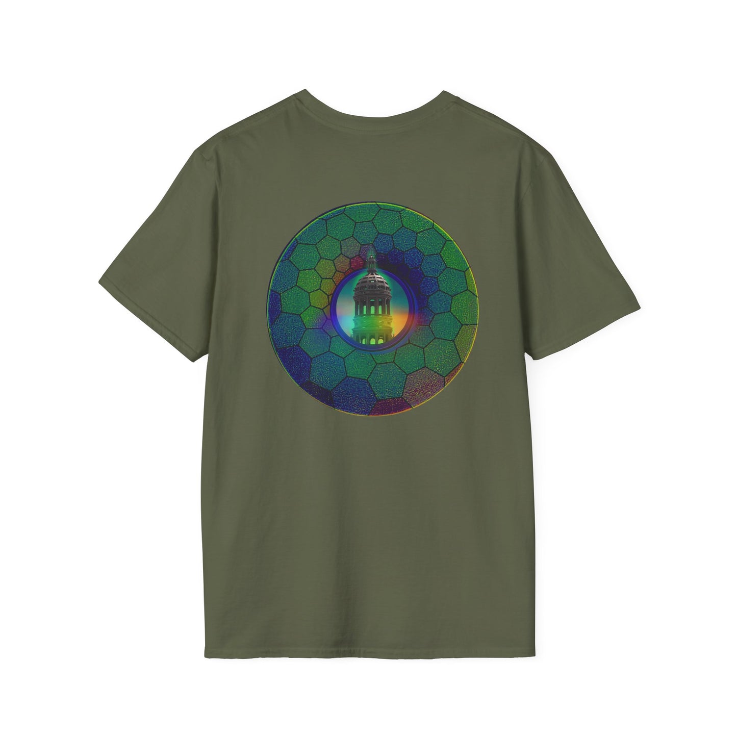 Classic Donut Tee - Unisex Soft-Style - "Save the Mondegreen City Hall Clock Tower" - hexadonut - series 1.0 -variant 1 - green donut