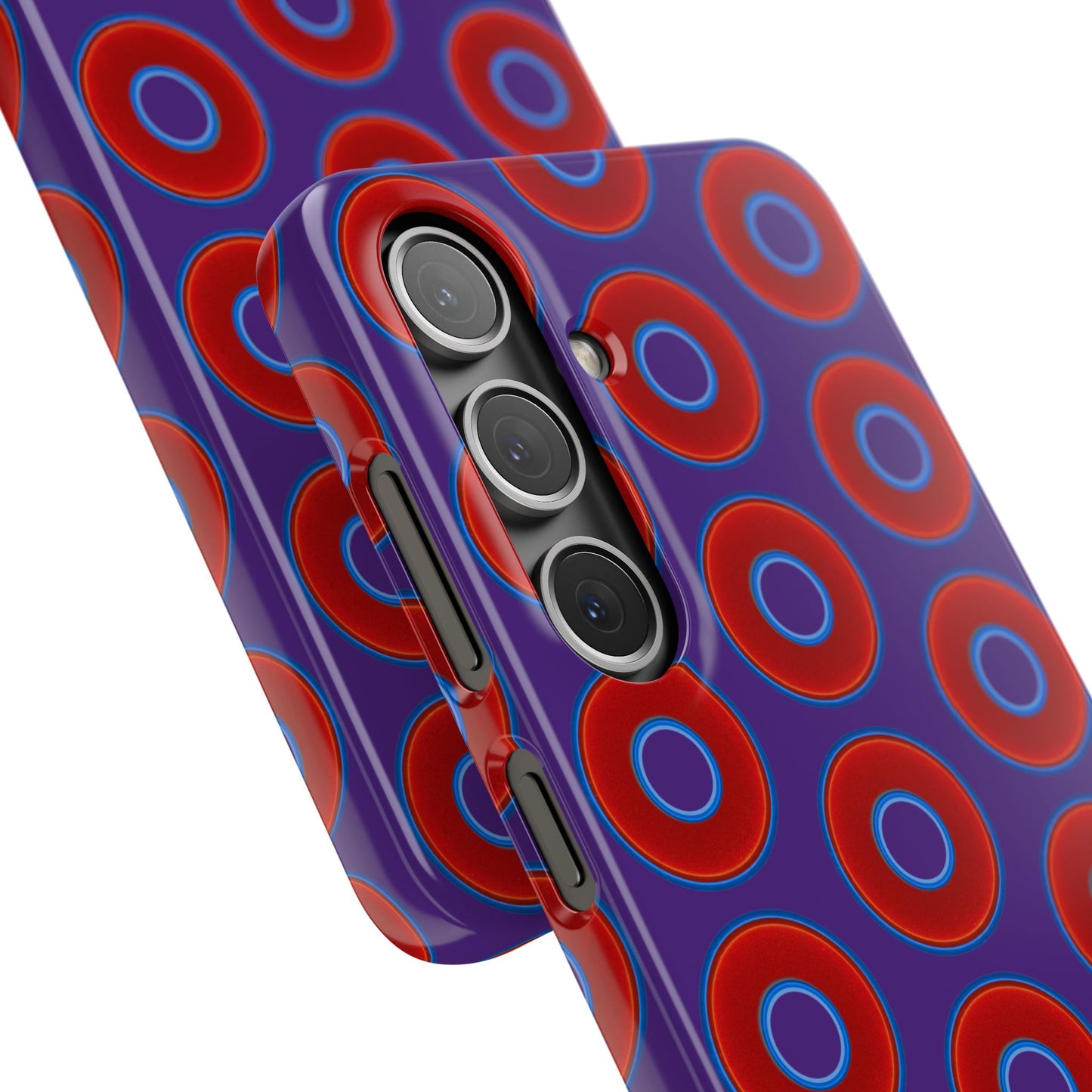 Lumpy Donut Snap Case - red vivid donut print w/dark purple background