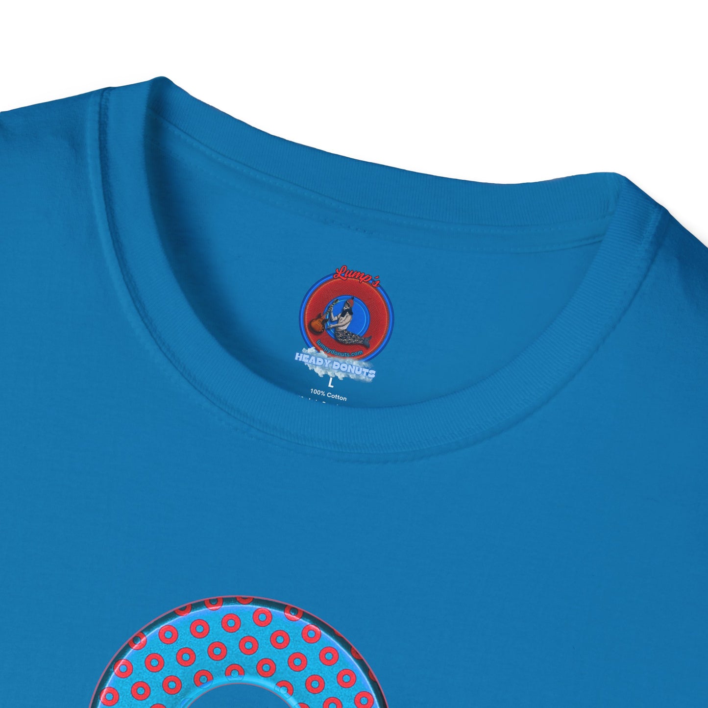 Plain Donuts/Unisex Soft-Style - "Plain Electric Paradoxical Donuts" - light blue/red donuts