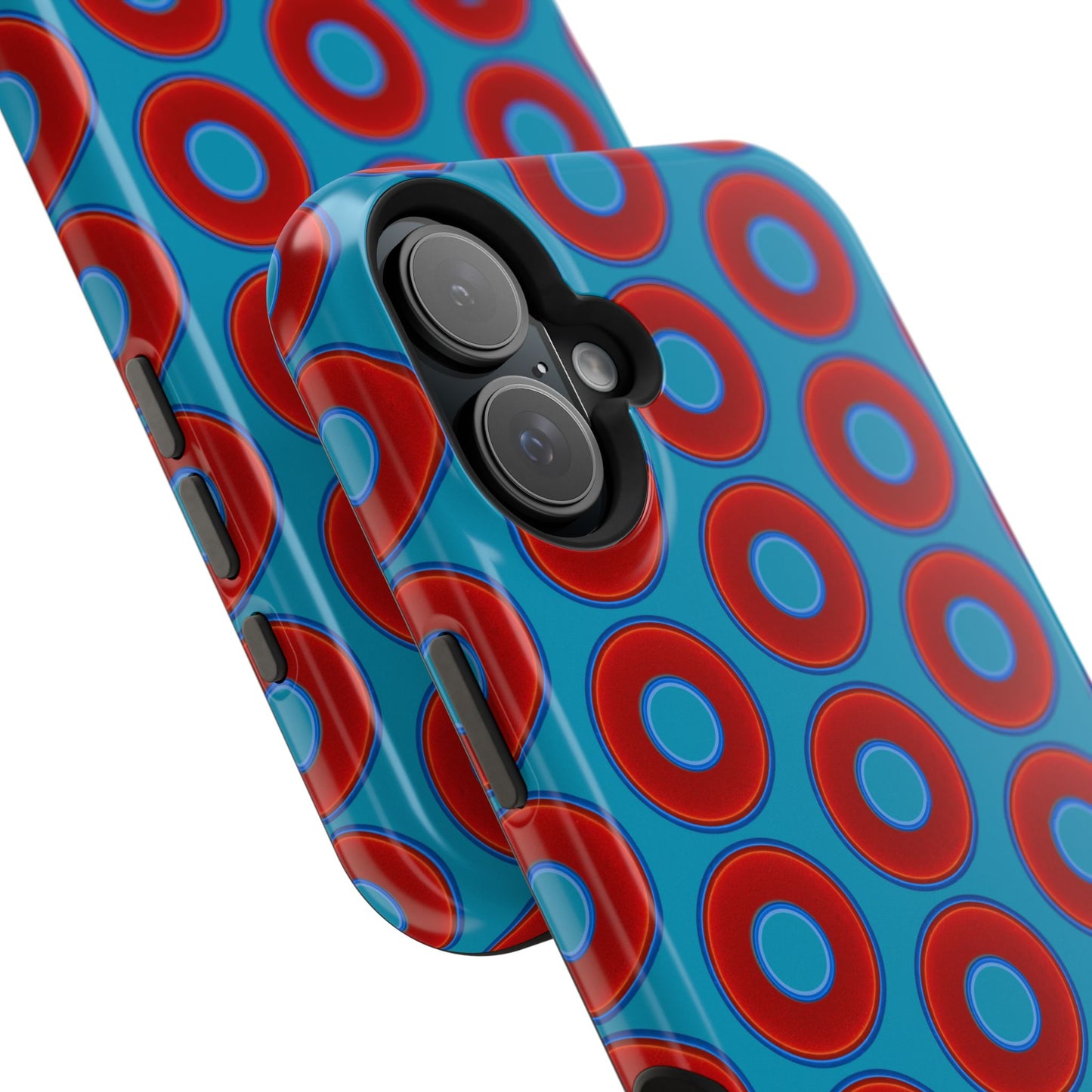 Magnetic Tough Donut Case - red vivid donut print w/aquamarine blue background