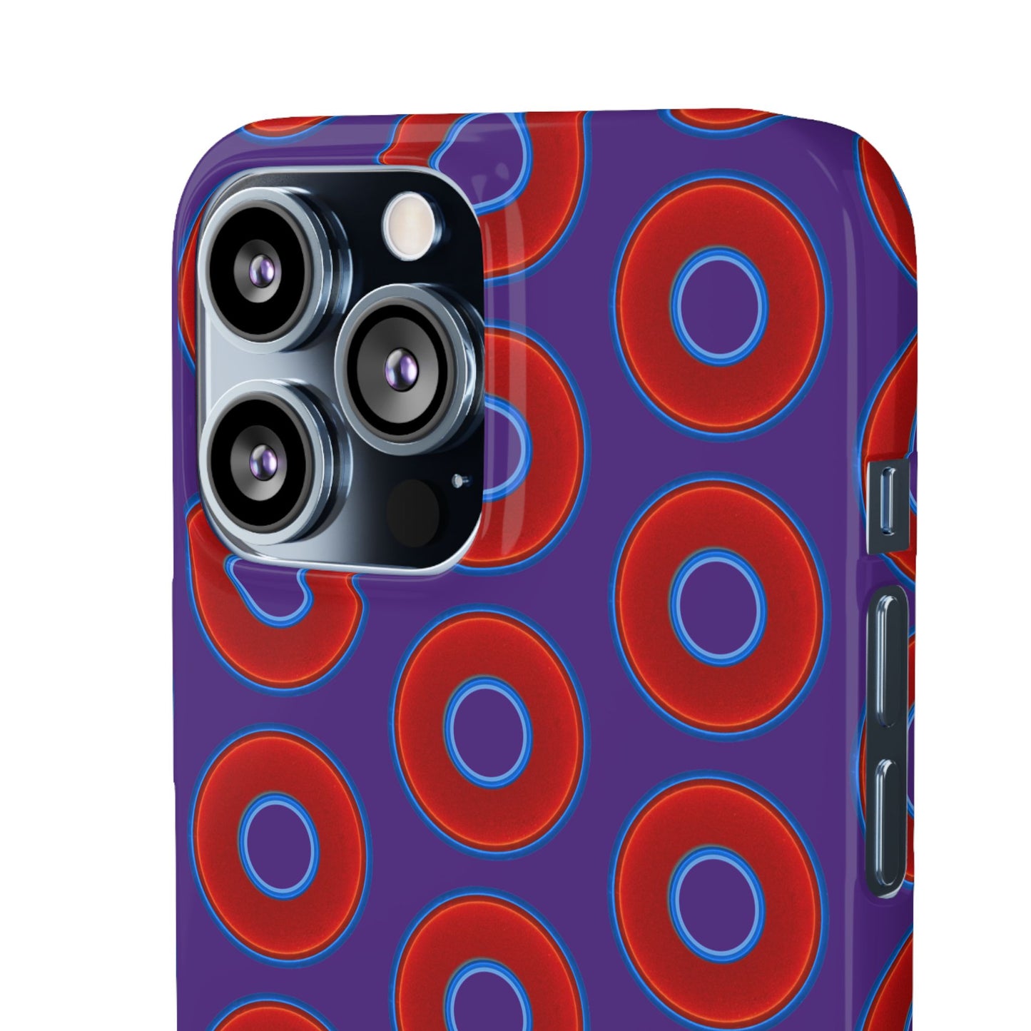 Lumpy Donut Snap Case - red vivid donut print w/dark purple background