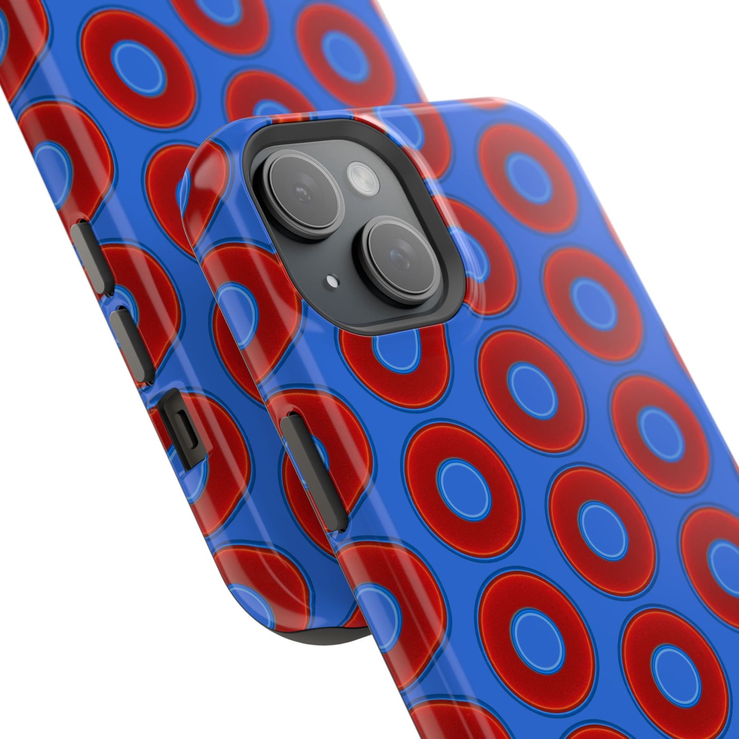 Magnetic Tough Donut Case - red vivid donut print w/medium royal blue background