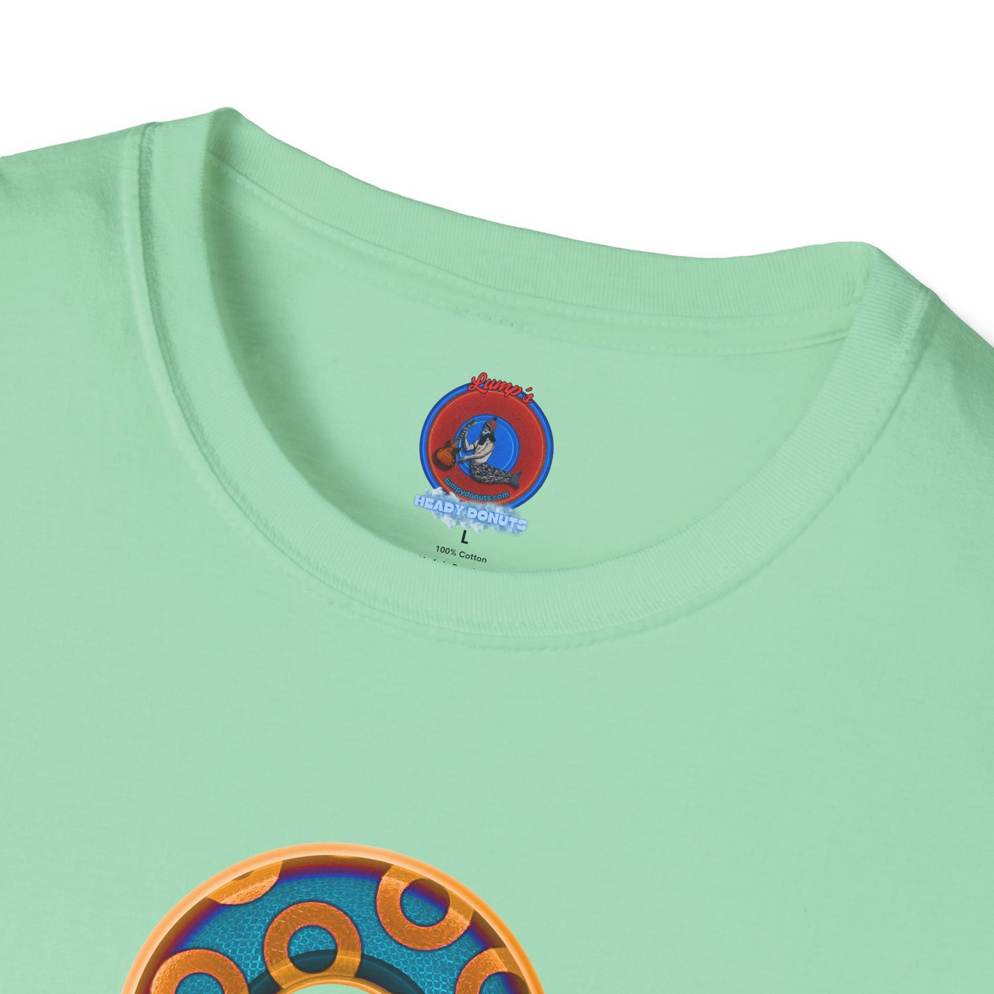Plain Donuts/Unisex Soft-Style - "Plain Rustic Paradoxical Donuts" - light blue/orange donuts