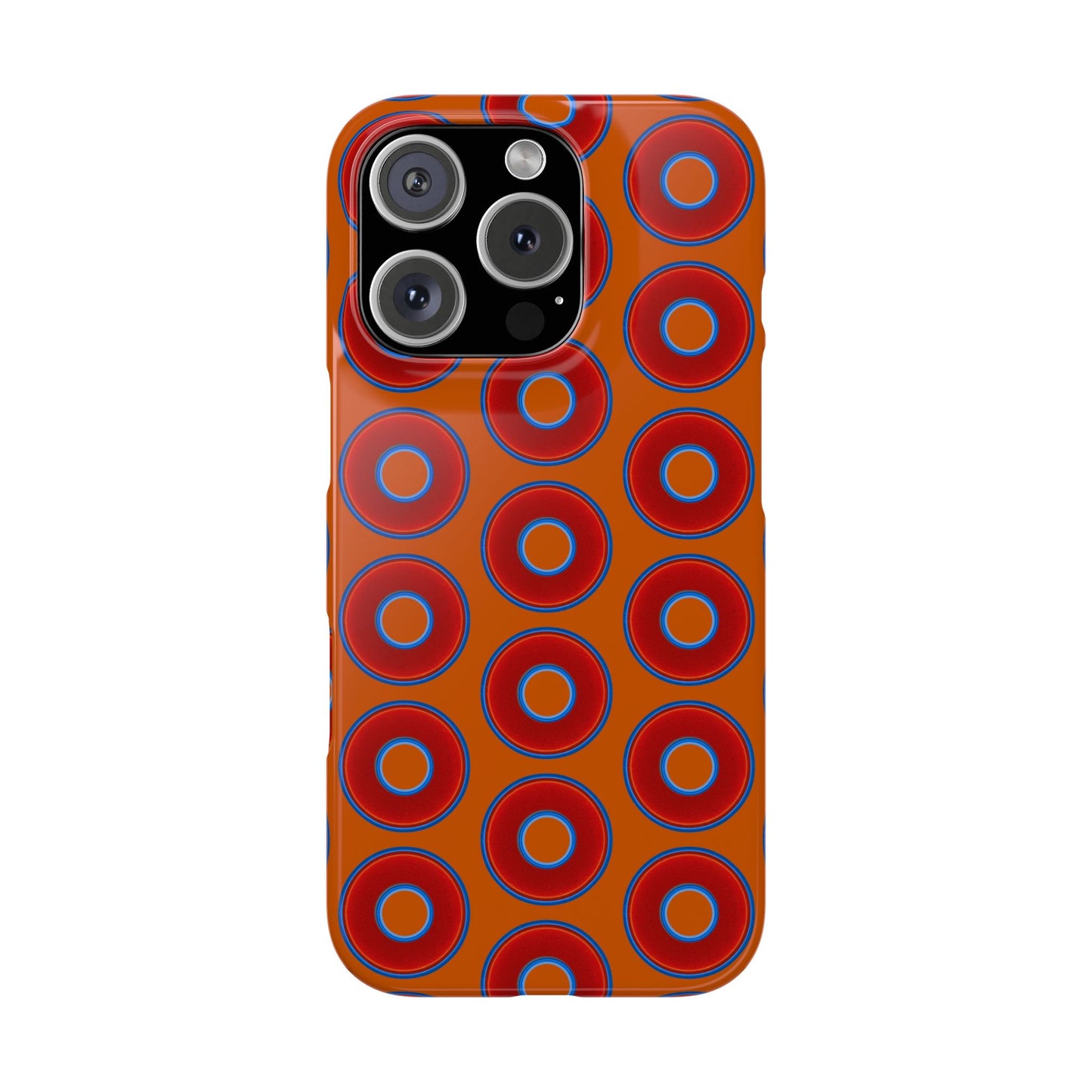 Lumpy Donut Snap Case - red vivid donut print w/dark orange background