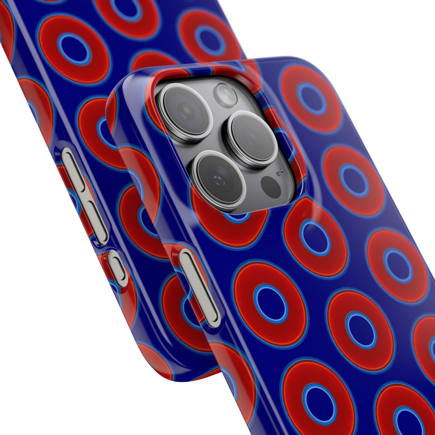 Lumpy Donut Snap Case - red vivid donut print w/vivid navy blue background