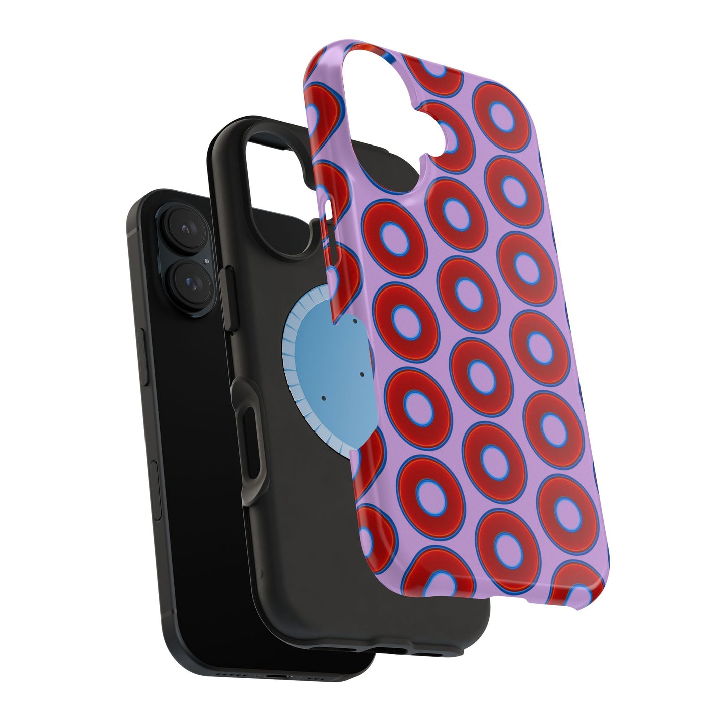 Magnetic Tough Donut Case - red vivid donut print w/wisteria purple background