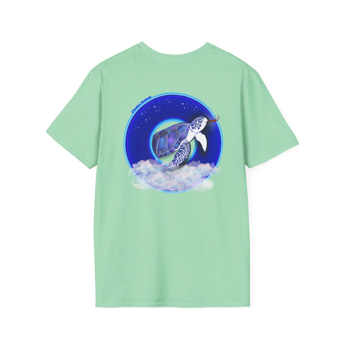 Classic Donut Tee - Unisex Soft-Style - "Clueless Wallob's Donuts" - vivid blue sky donut