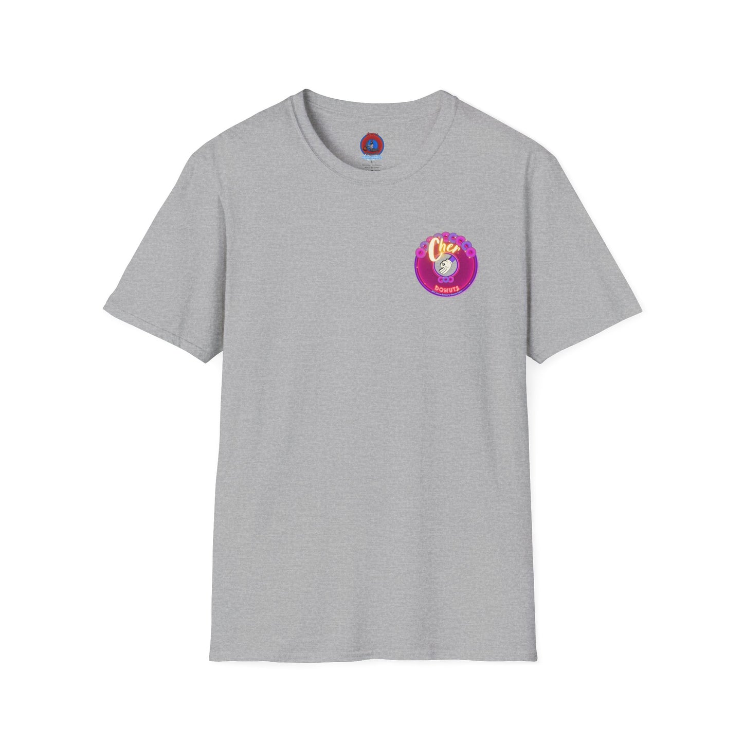 Classic Donut Tee - Unisex Soft-Style - "Cher-ing is Caring" - series 1.0  - variant 2 - magenta donut - [*charitable donut]