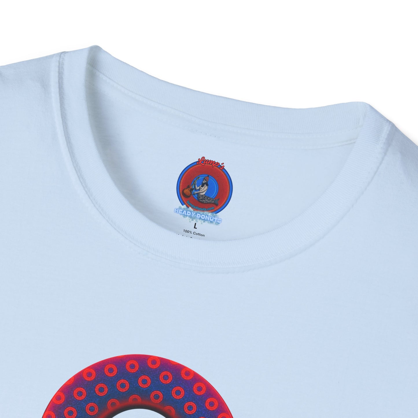 Classic Donut Tee - Unisex Soft-Style - "Vivid Donut inside a Paradox Donut" - blue/red electric paradox donut - variant 2 w/hole