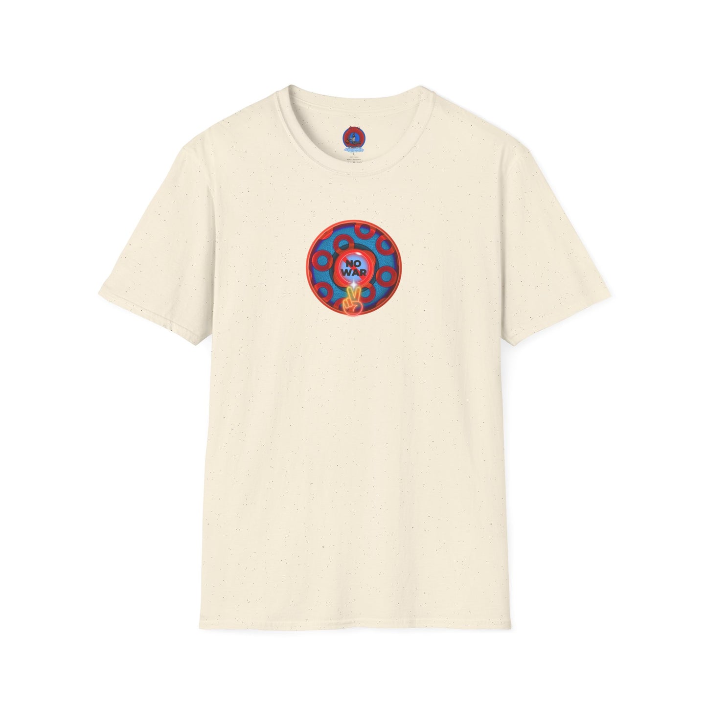 Classic Donut Tee - Unisex Soft-Style - "Peace of My Donut?" - blue/red rustic paradox donut