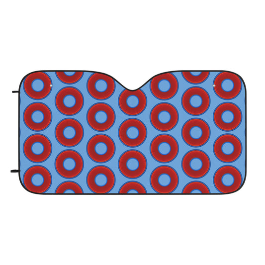 Automotive Donut Sun Shade - red vivid donuts w/light blue background