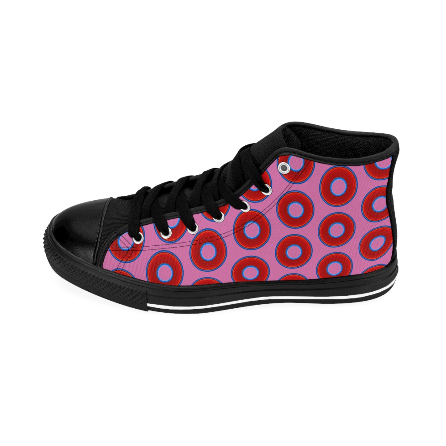 Cushiony Convectors - High Tops - red vivid donuts w/pink background