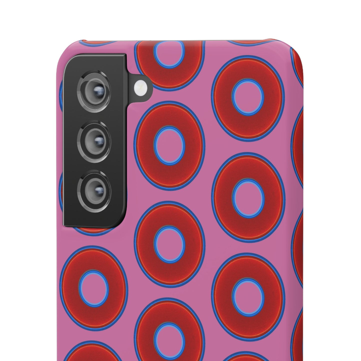 Lumpy Donut Snap Case - red vivid donut print w/light pink background