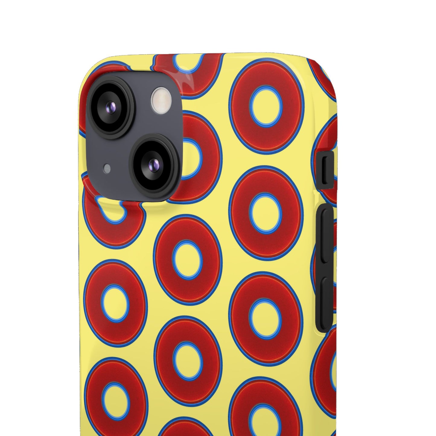 Lumpy Donut Snap Case - red vivid donut print w/yellow background