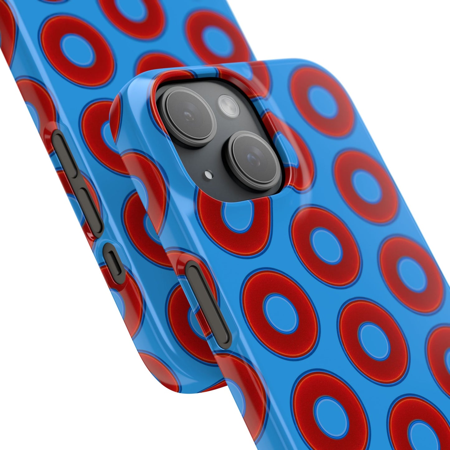 Lumpy Donut Snap Case - red vivid donut print w/sky royal blue background