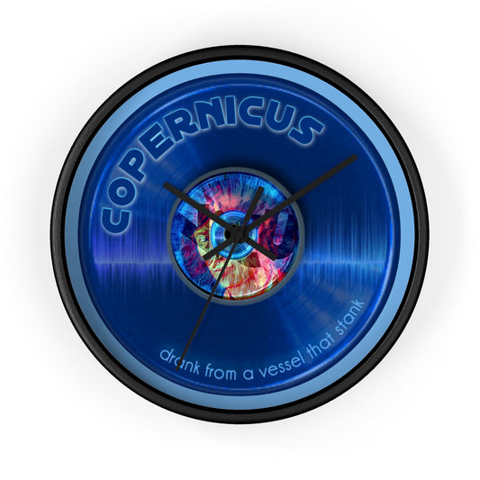 Lumpy Wall Clock - "Drunken Copernicus's Donut Watch" - variant 1 - blue vivid donut w/light blue background