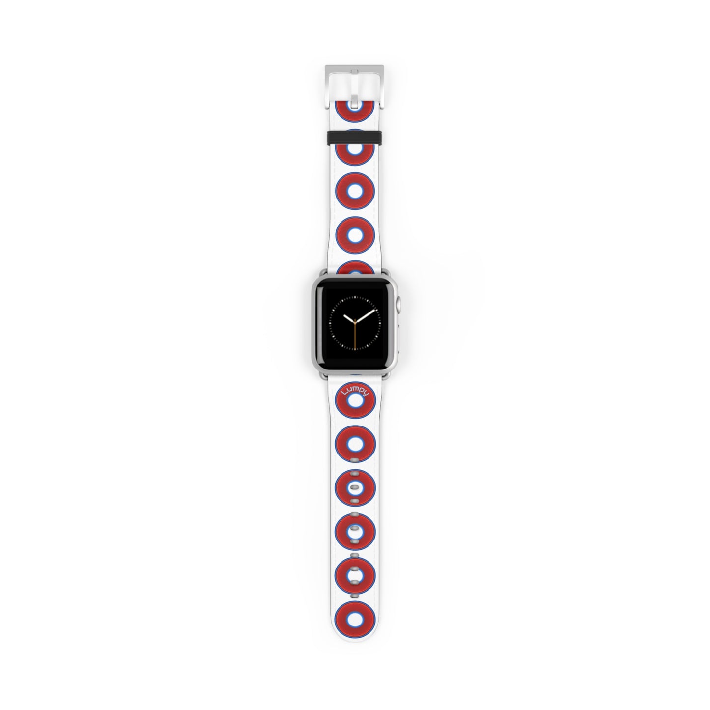 Lumpy Donut Wristband - compatible w/apple watch - red vivid donuts w/white background