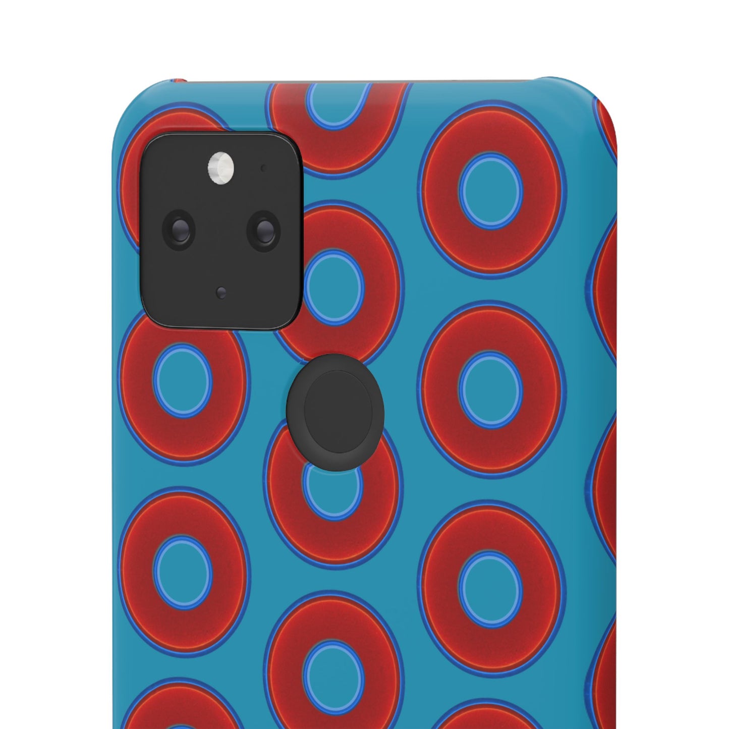 Lumpy Donut Snap Case - red vivid donut print w/aquamarine blue background