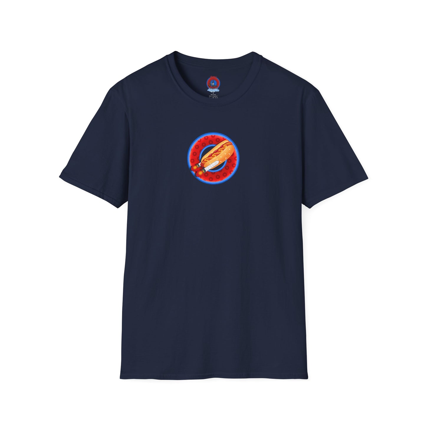 Classic Donut Tee - Unisex Soft-Style - "Viva Las Vegas Donut" -  red paradox donut w/raw dogger - variant 2
