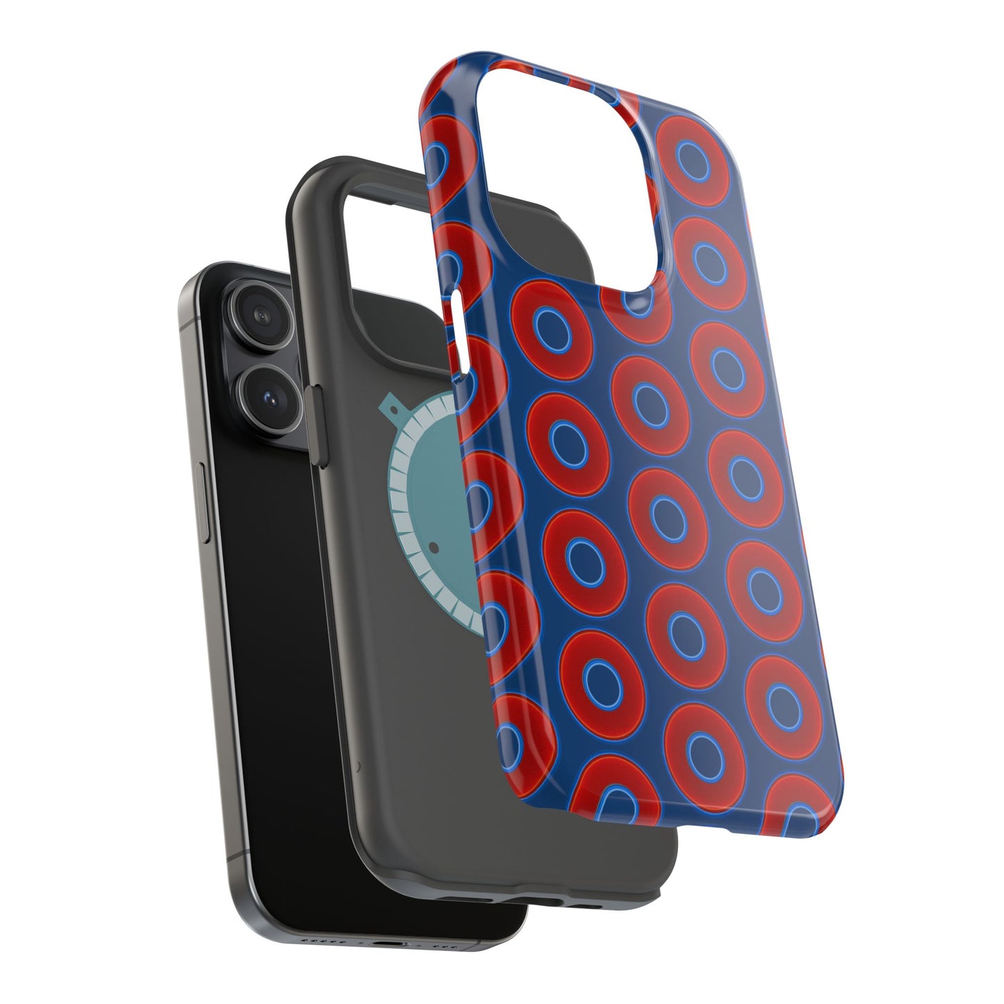 Magnetic Tough Donut Case - red vivid donut print w/Atlantic navy blue background