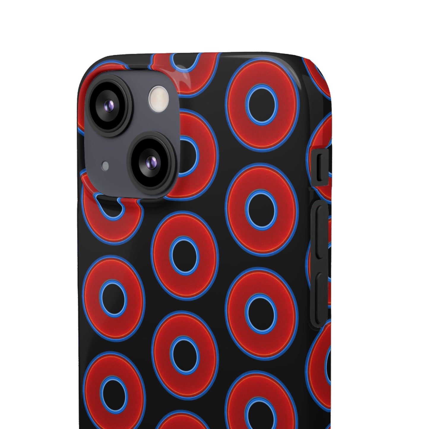 Lumpy Donut Snap Case - red vivid donut print w/black background