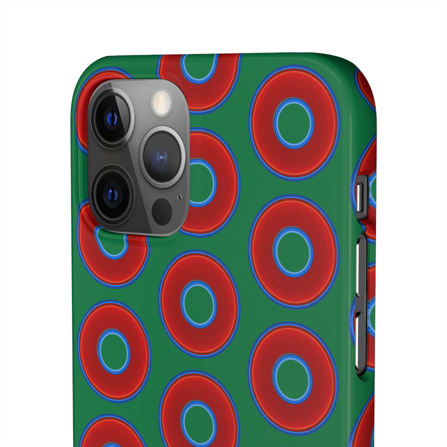 Lumpy Donut Snap Case - red vivid donut print w/green background