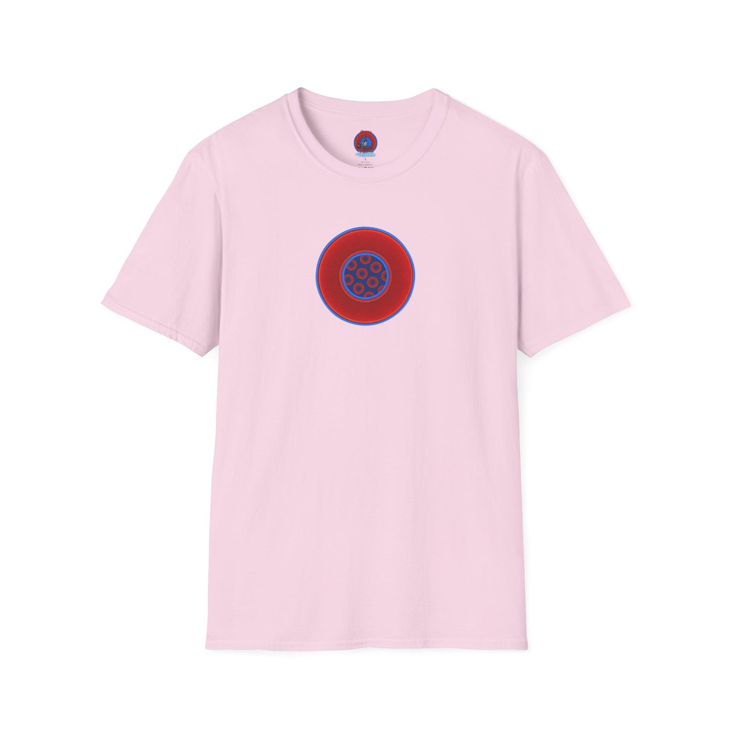 Classic Donut Tee - Unisex Soft-Style - "Portal Donut" - vivid red/blue donut  - w/navy blue - variant 2