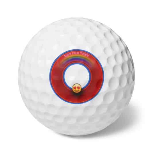 Lumpy Donut Golf Balls - 6-pack - "Mark's Favorite Donut" - vivid red/blue donut